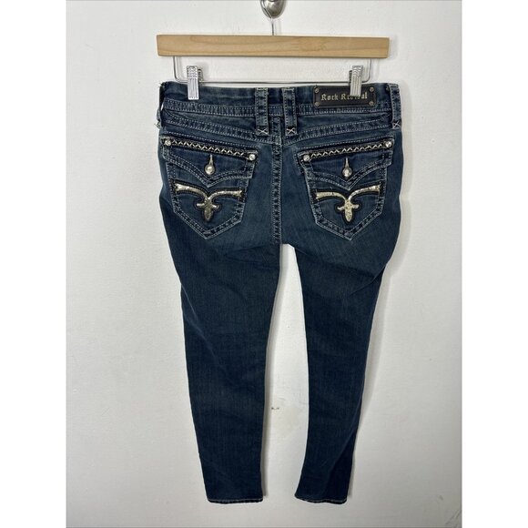 Rock Revival Kate Skinny Woman 28X30  Western Thick Stitch Flap Dark Stretch - Picture 4 of 7